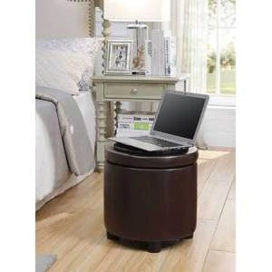 Round Accent Storage Ottoman Espresso - Breighton Home 4 Round Accent Storage Ottoman Espresso - Breighton Home - Image 2