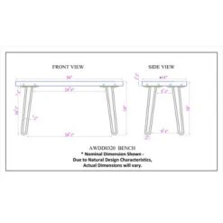 Alaterre Furniture Hairpin Natural Brown Live Edge Wood with Metal Bench -Ottomans Official Shop unnamed file 975