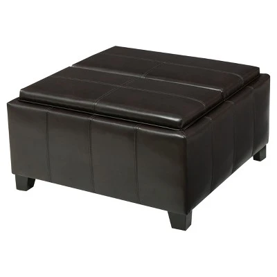 Mansfield Faux Leather Tray Top Storage Ottoman - Christopher Knight Home Gray 8 Mansfield Faux Leather Tray Top Storage Ottoman - Christopher Knight Home Gray - Image 6