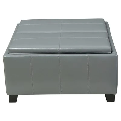 Mansfield Faux Leather Tray Top Storage Ottoman - Christopher Knight Home Gray 9 Mansfield Faux Leather Tray Top Storage Ottoman - Christopher Knight Home Gray - Image 7