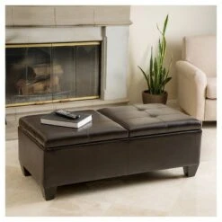 Alfred Bonded Leather Storage Ottoman Brown - Christopher Knight Home -Ottomans Official Shop unnamed file 9762