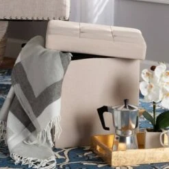 Palmer Fabric Upholstered Wood Storage Ottoman - Baxton Studio Dark Gray -Ottomans Official Shop unnamed file 9771