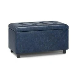 Essex Storage Ottoman Denim Blue - WyndenHall