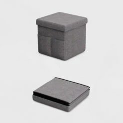 Yorkshire Home Foldable Storage Cube Ottoman with Pockets - Lavish Home Gray -Ottomans Official Shop unnamed file 9862