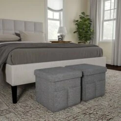 Yorkshire Home Foldable Storage Cube Ottoman with Pockets - Lavish Home Gray -Ottomans Official Shop unnamed file 9865