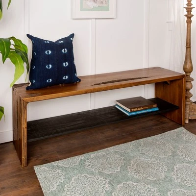 58" Solid Rustic Reclaimed Wood Entry Bench - Saracina Home Honey 3 58" Solid Rustic Reclaimed Wood Entry Bench - Saracina Home Honey