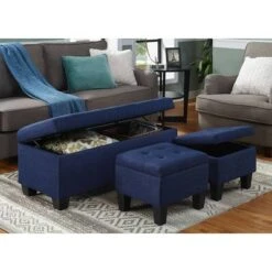 Everett Storage Ottoman Set - Picket House Furnishings Charcoal -Ottomans Official Shop unnamed file 9946