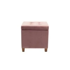 Square Button Tufted Storage Ottoman with Lift Off Lid - WOVENBYRD Pink Velvet -Ottomans Official Shop unnamed file 9981