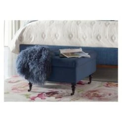 Abbot Square Tufted Ottoman with Storage and Casters - Serta Cobalt Blue
