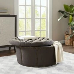 Madison Park Roarke Storage Ottoman Charcoal